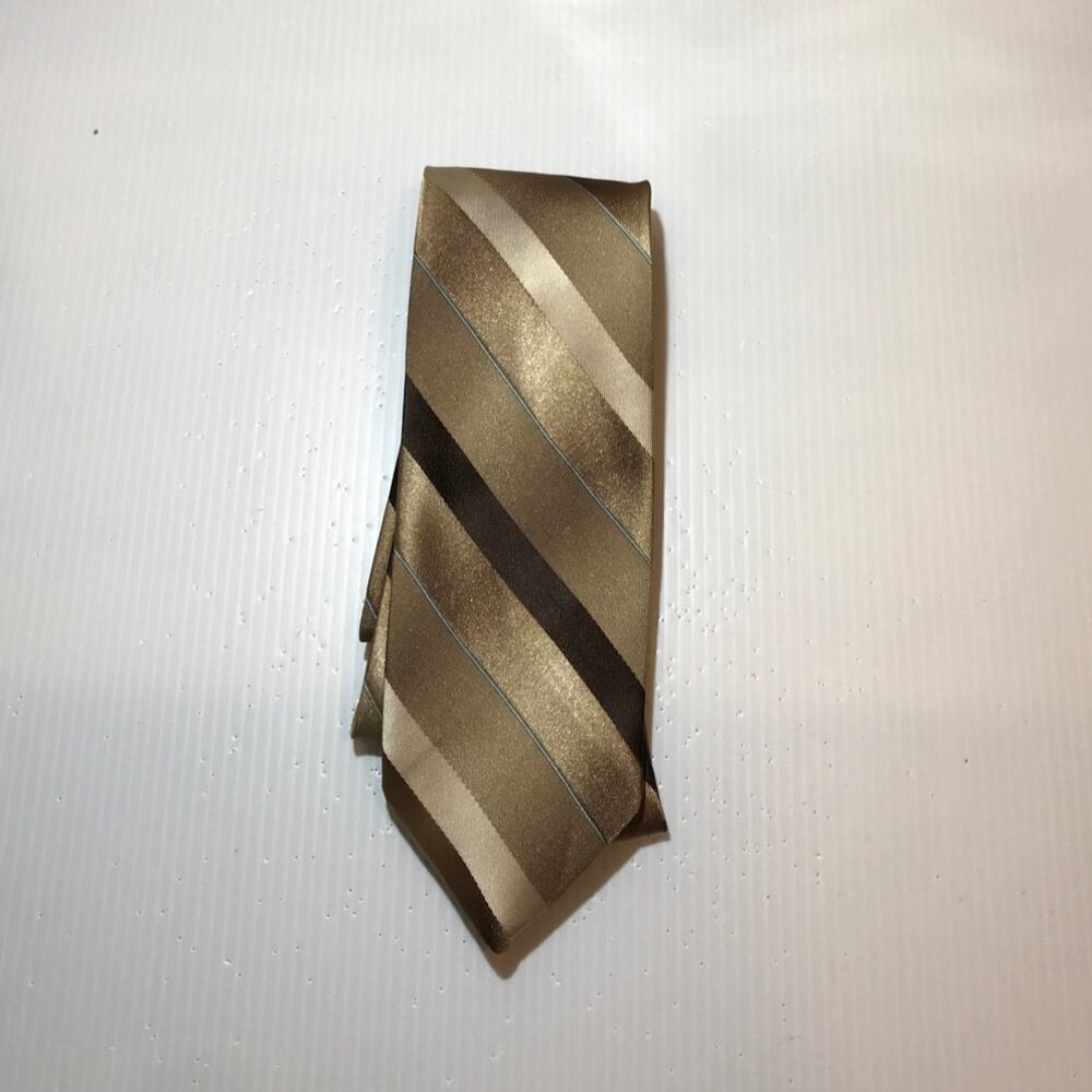 Sears Men’s Store Vintage Gold Brown Striped Classic Skinny Men Necktie